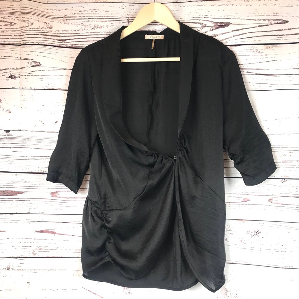 Freebird Black Blazer with Side Button